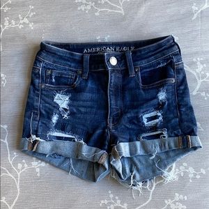 American Eagle dark wash jean shorts size 0
